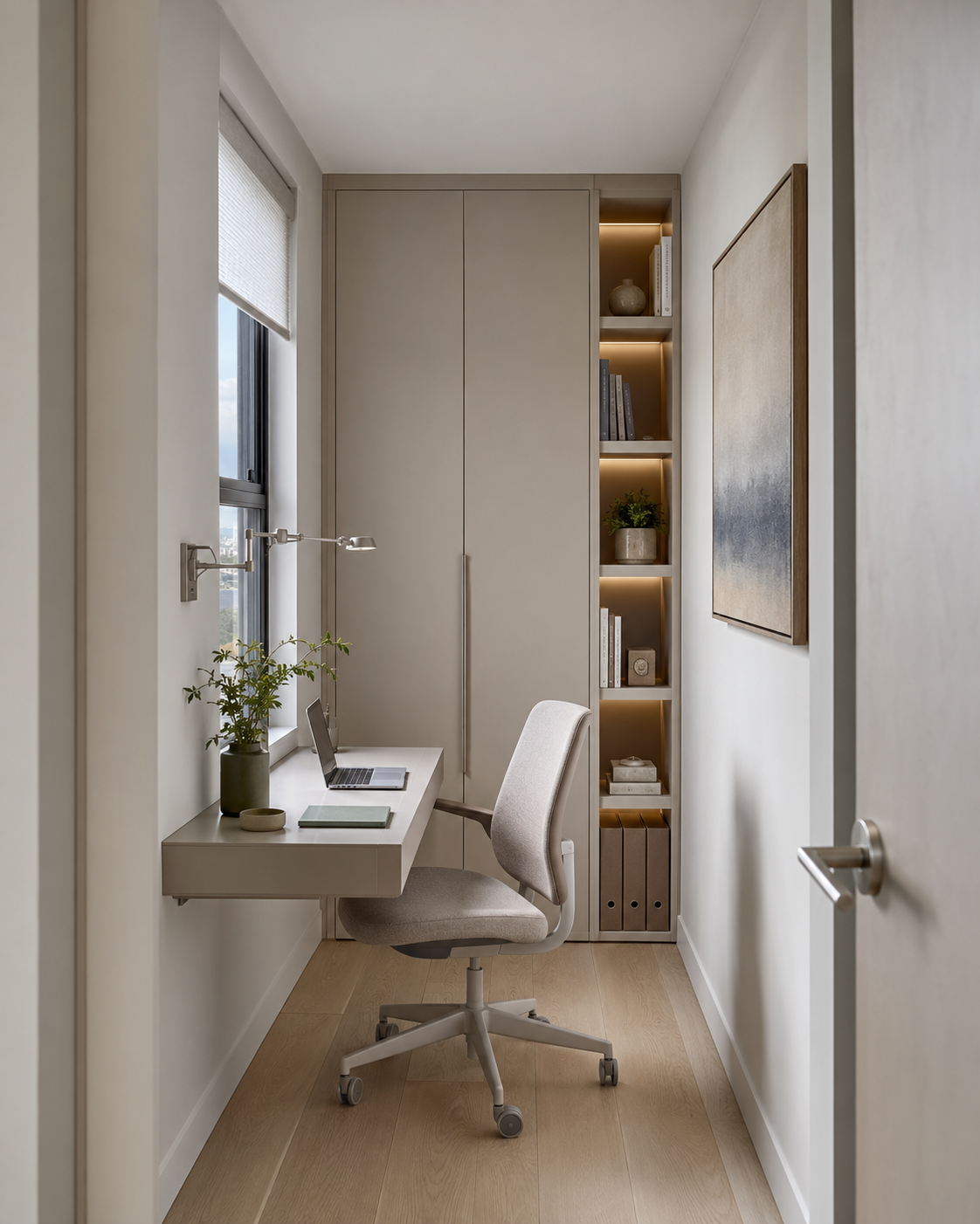 Budget-smart home office refresh using lighting, desk organization and wall storage
