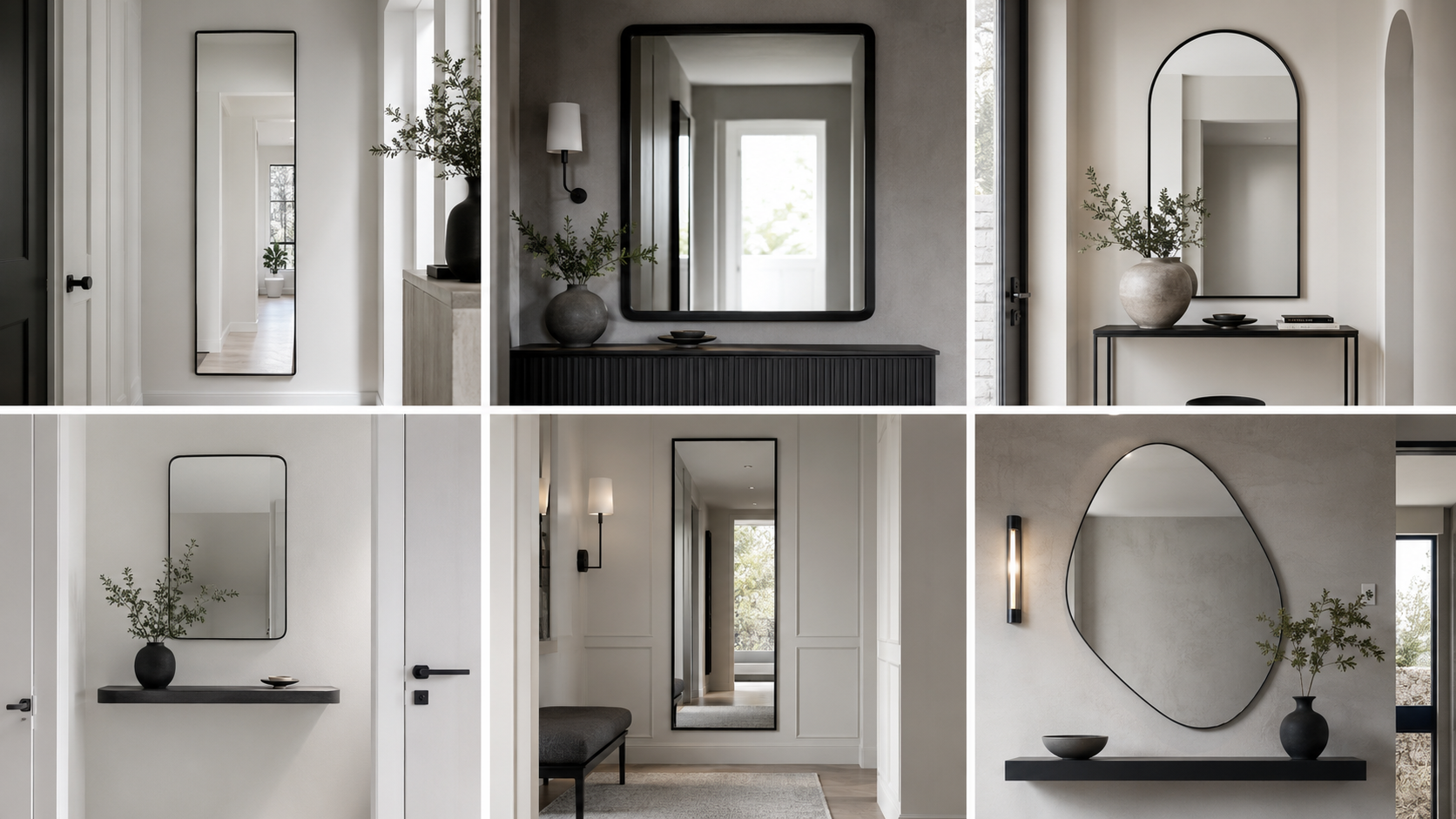Six modern entryway mirror solutions for narrow halls, consoles and dark walls