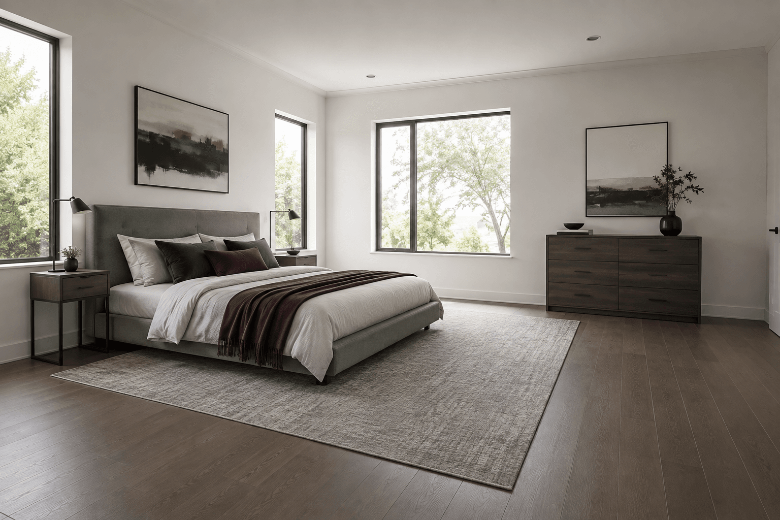 Bedroom Furniture - Ravnora Decor Open bedroom plan prioritizing visible floor and circulation.