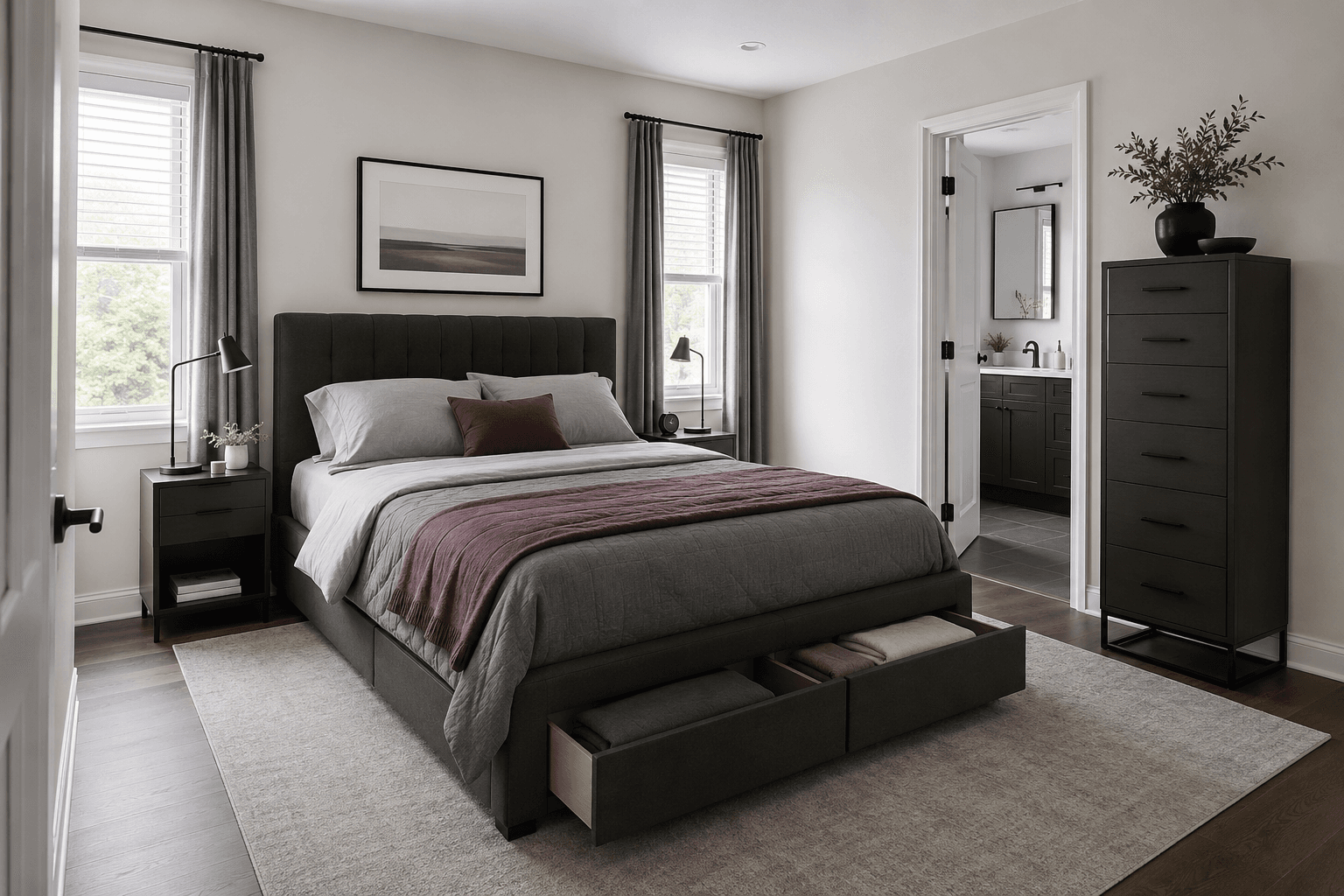 Bedroom Furniture - Ravnora Decor Storage-first bedroom plan concentrating capacity in fewer pieces.