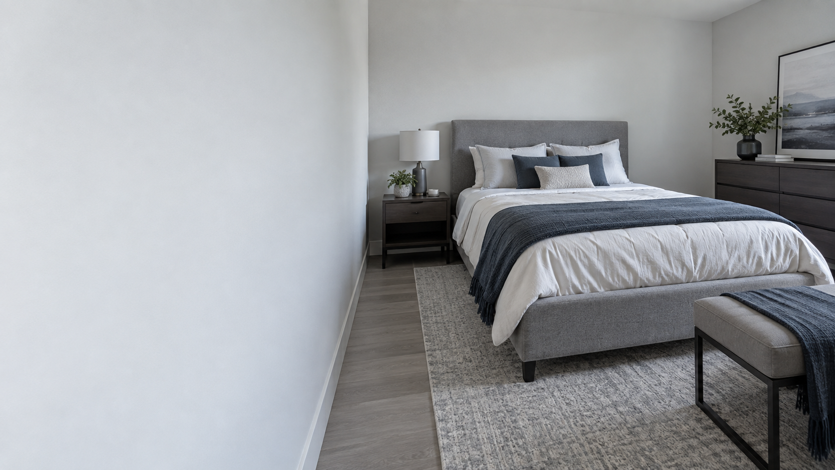 Bedroom Furniture - Ravnora Decor Contemporary bedroom where the bed fits but surrounding furniture still pressures circulation.