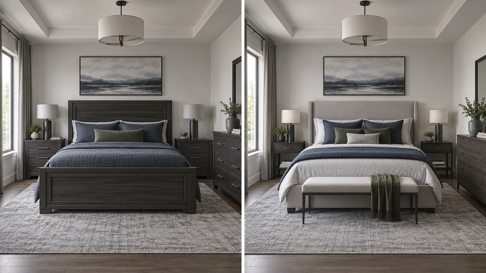 Bedroom Furniture - Ravnora Decor Comparison between an overly matched bedroom set and a coordinated room using varied furniture.
