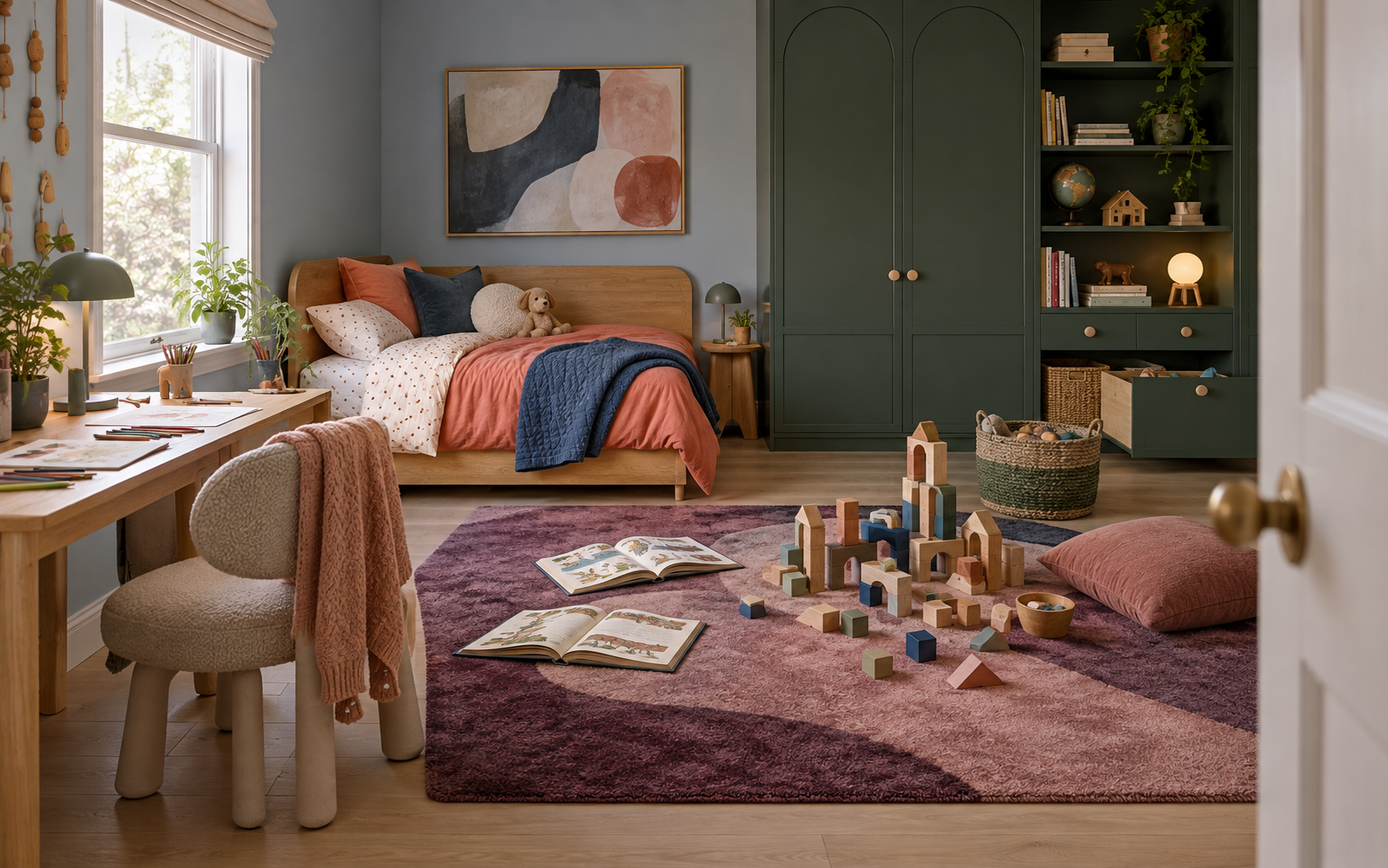 Kids Room Active State Kids bedroom in an active state with blocks, books and creative materials in use